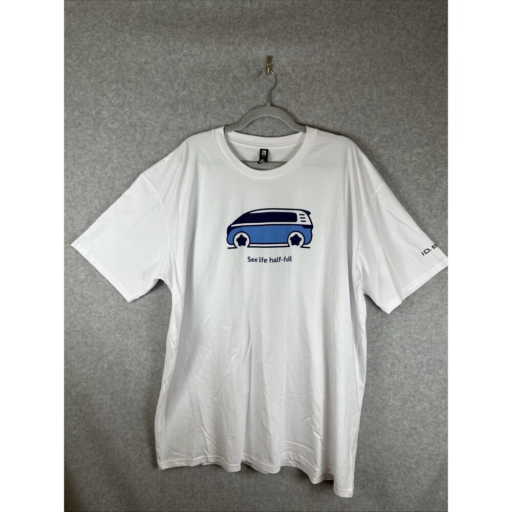 Volkswagen ID Buzz See Life Half Full Men's  3XL PROMO T-Shirt EV Electric Bus